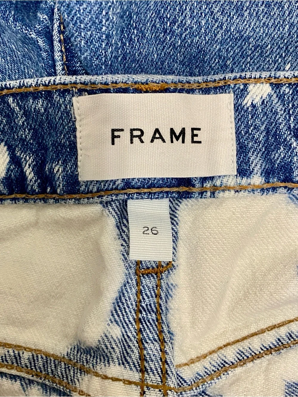 FRAME Le Ultra Baggy Short in Baltic Splash Bleach Dye Denim